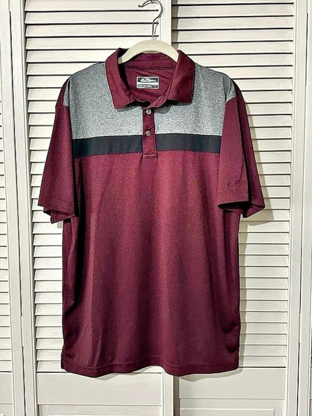 Ben Hogan Performance | Men's Color Block Polo in Burgundy & Gray Size Medium